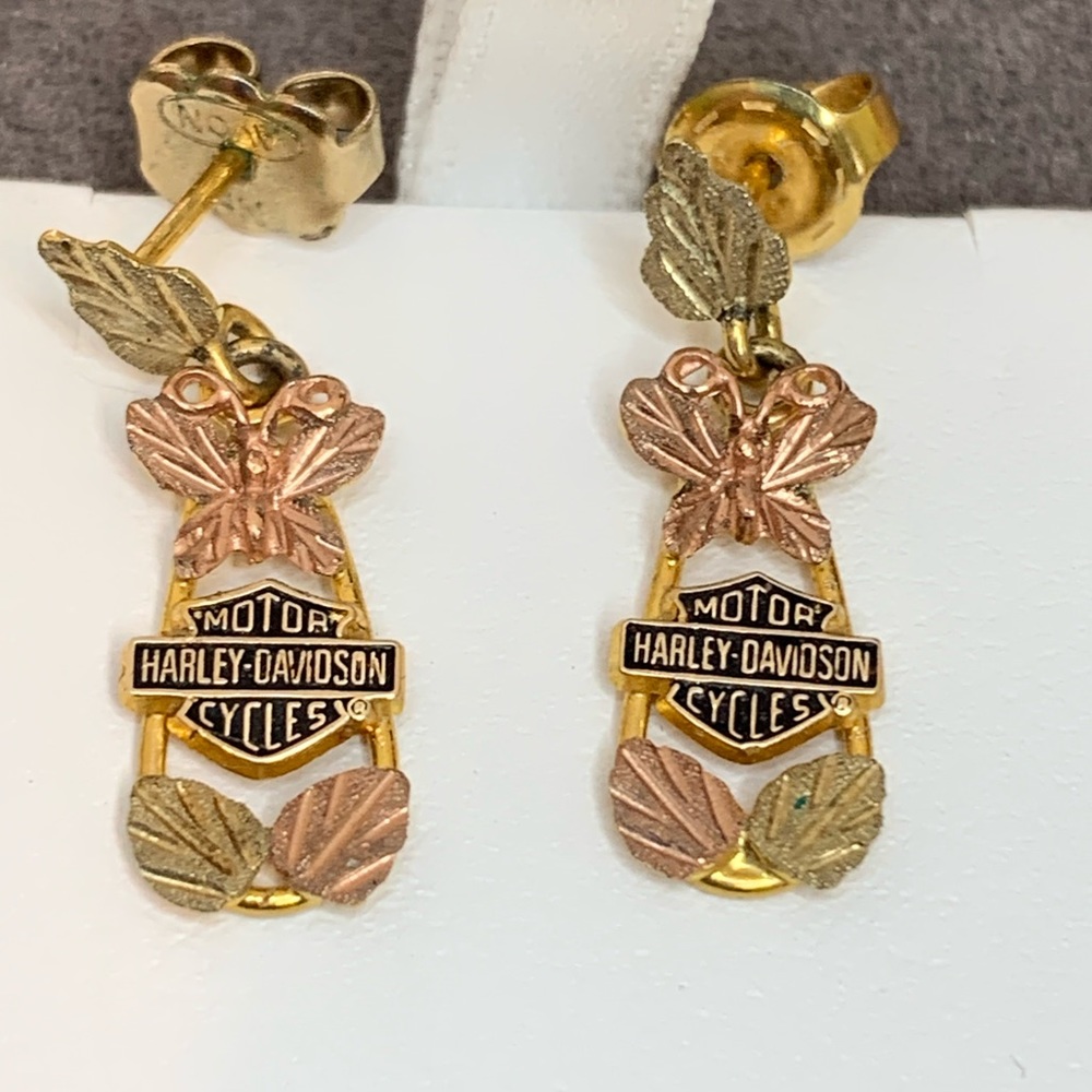 Harley Davidson 10k Black Hills Gold earrings